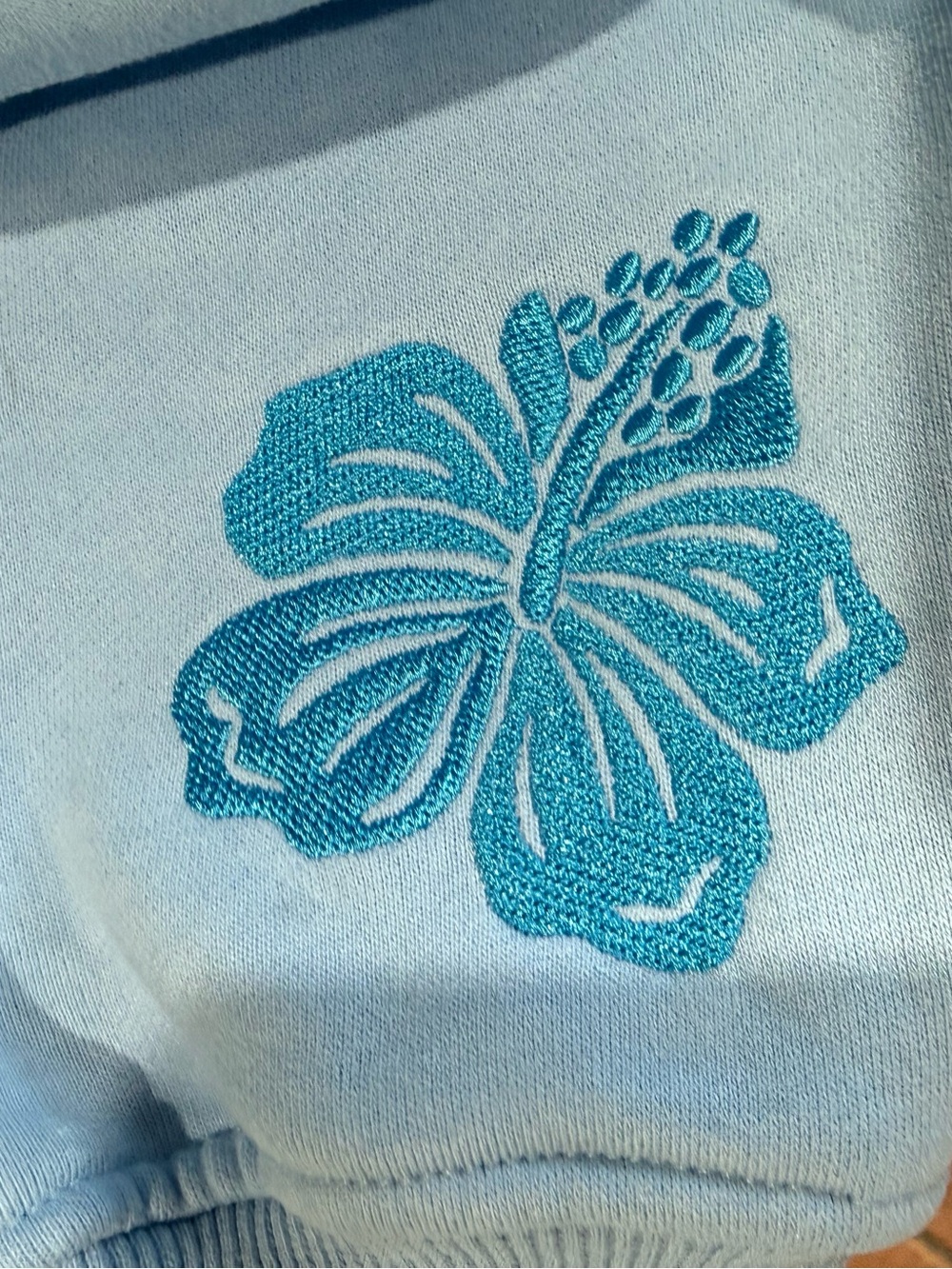 Pink Palm Puff Blue “Everything Comes in Waves” Sweatshirt, Size Medium - Picture 5 of 8